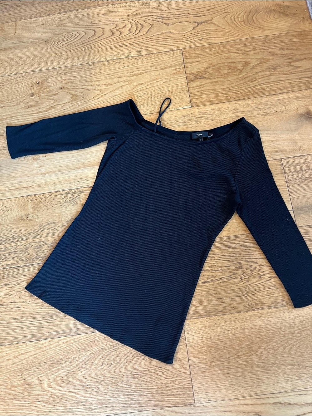 Theory Black Women's Off the Shoulder Knit Top